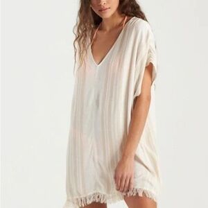 Billabong Cream V-Neck Swim Cover-Up